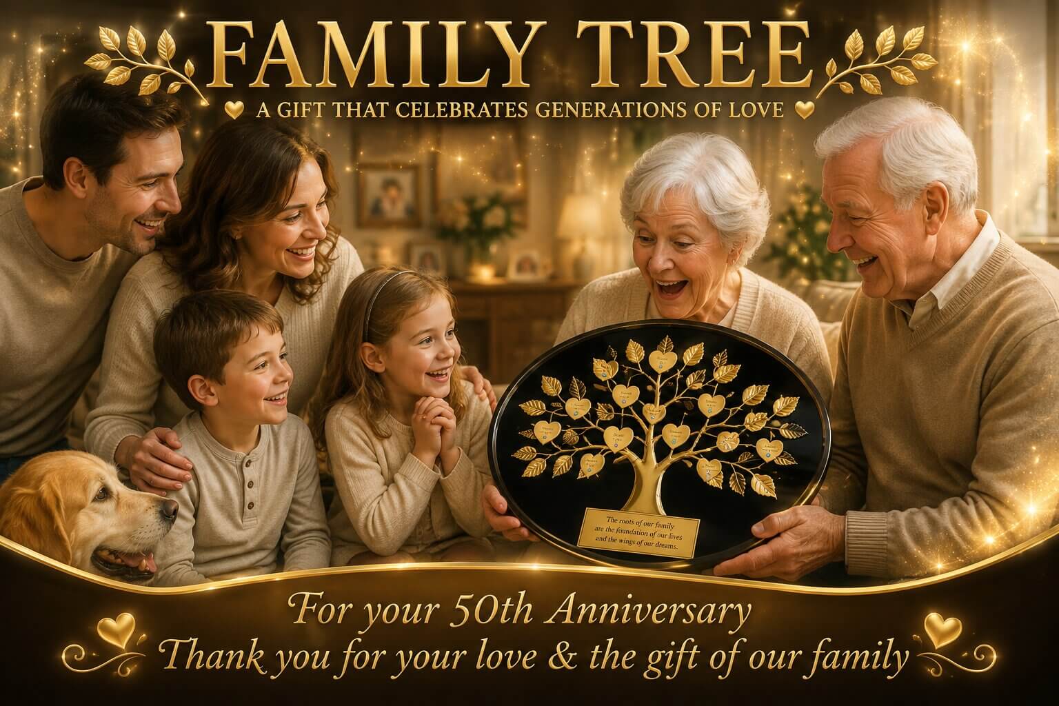 Personalized Anniversary Gift: Engraved Family Tree Plaque